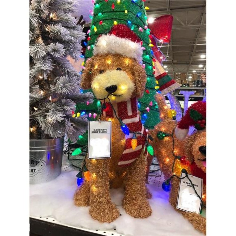 Holiday Living Goldendoodle 27” LED Christmas Light Up Fluffy Doodle Dog Decor